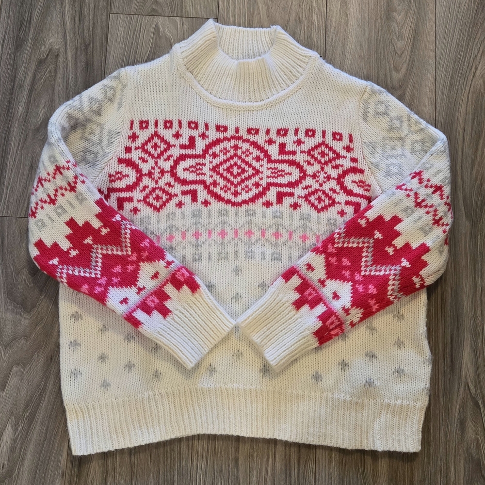 Gap Fair Isle Sweater Ski Women's Size XXL 2XL Wool Alpaca Blend Mock Turtleneck